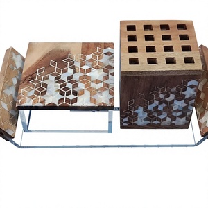 Nouvel ensemble de 3 brûleurs d'encens Madkhan Bakhoor en bois et résine, faits <span class=keywords><strong>à</strong></span> la main, avec plateau et boîte, pour l'Aïd et le Ramadan - United Trade World - Product Image 1