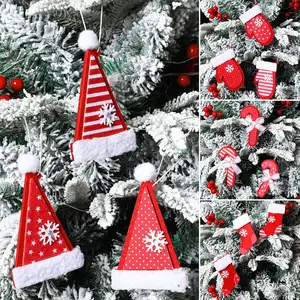 Großhandel Weihnachts baum Dekorationen Ornamente 3PCS Red Snowflake Handschuh Anhänger hängen Weihnachts baum Dekoration Anhänger