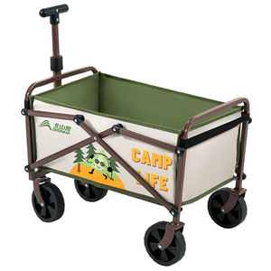 Camping <b>Cart</b> <b>Foldable</b> Portable Outdoor 4 Wheel Metal Frame 80kg Capacity Picnic Transport <b>Cart</b> - Product Image 1