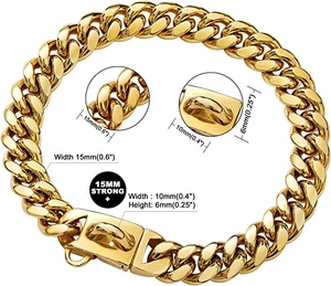Ensemble <span class=keywords><strong>collier</strong></span> et laisse pour chien en or personnalisé <span class=keywords><strong>de</strong></span> luxe chaîne en acier inoxydable pour la formation et les soins des animaux domestiques - Product Image 3