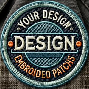 Patch PVC 3D brodé personnalisé, motif cercle, à coudre sur tissu, badge décoratif, applique logo pour chapeaux, vêtements et cadeaux - Product Image 1