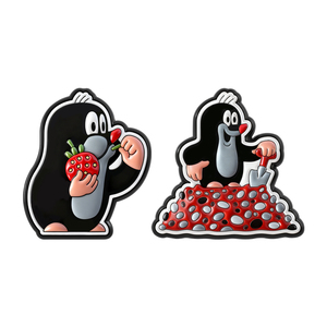 Broches en émail plaqué 3D, motif conte de fées animé, mignons taupes mangeant <span class=keywords><strong>des</strong></span> fraises et construisant <span class=keywords><strong>des</strong></span> murs, bijoux pour amis - Product Image 1