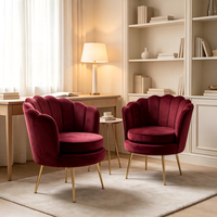 Fauteuil d'appoint moderne en velours, fauteuil club de loisirs, pieds en métal doré, design ergonomique confortable pour chambre et bureau