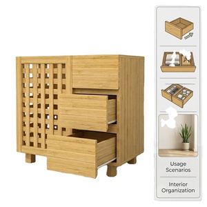 Paniers à <span class=keywords><strong>linge</strong></span> et armoires de rangement pour vêtements en bambou, à usage commercial, avec trois tiroirs pour salle de bain - Product Image 1