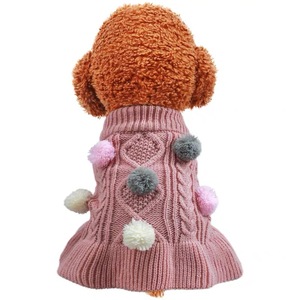 Robe tricotée pour chien, couleur unie, en coton, design mignon pour Teddy Bichon Frise Pomeranian, vêtements chauds pour l'automne et l'hiver - Product Image 5