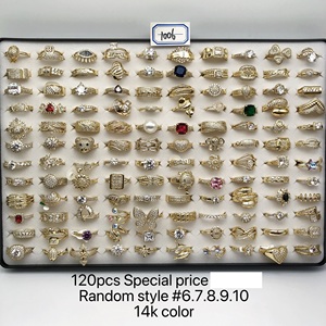 Venta al por Mayor de Anillos Antideslustre Chapados en Oro de 14K, Set de 120 Piezas Surtidas - Joyería de Moda Hip Hop con Circonitas Brillantes para Mayoristas - Product Image 5