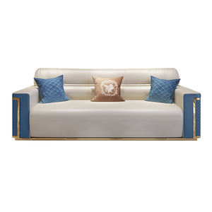 مجموعة أريكة جلدية عصرية فاخرة لغرفة المعيشة موديل 2020 بمقاعد 1+2+3 من مصنع فوشان بالجملة - Product Image 2