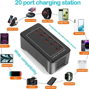Estación de Carga <span class=keywords><strong>USB</strong></span> de Escritorio Multifunción de 100W y 20 Puertos para Teléfonos Inteligentes, Tabletas, <span class=keywords><strong>C</strong></span>ámaras, Auriculares - Product Image 5