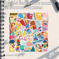 HECION 50PCS Pegatinas Adhesivas de PVC Ecológicas, Recortadas, Brillantes, Lindas, de Dibujos Animados, para Decoración de Cuadernos, Laptops y Escritorios