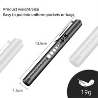 Lampe torche médicale multifonctionnelle jaune et blanche à LED, indice de protection IP65, faisceau réglable, rechargeable par USB, avec échelle