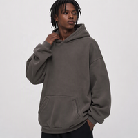 Sweat à capuche personnalisé en molleton épais 3D brodé en coton, écoresponsable, à épaules tombantes, pour homme, survêtement de haute qualité 500 g/m², coupe oversize