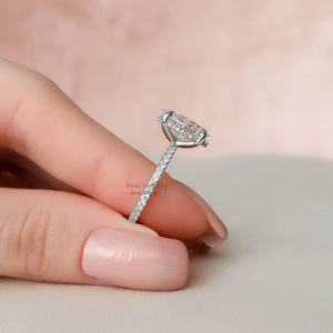 <span class=keywords><strong>Anello</strong></span> di Fidanzamento di Lusso <span class=keywords><strong>in</strong></span> <span class=keywords><strong>Argento</strong></span> Sterling 925 Placcato Oro Bianco con Moissanite Ovale da 2,5 CT, Classico <span class=keywords><strong>Anello</strong></span> <span class=keywords><strong>Solitario</strong></span> con Halo Nascosto - Product Image 3