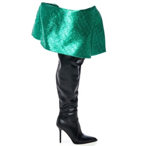 Botas Altas de Mujer con Ajuste Súper Ancho, Cremallera Lateral, Tacón de Aguja, Punta Fina, Botines Largos hasta el Muslo - Product Image 6