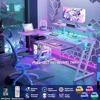 Bureau de jeu personnalisé Mesas De Gamers, poste de travail, table de jeu RVB rose