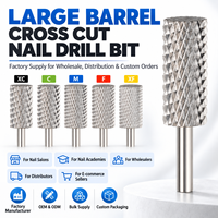 Fraise à ongles en carbure de tungstène Yaqin de 7,0 mm non revêtue, grande fraise cylindrique, pour retirer le gel dur, vente chaude, 3/32''