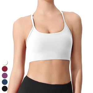 Spalline sottili <span class=keywords><strong>a</strong></span> forza leggera con trave incrociate raccolte reggiseno sportivo rimovibile imbottito per Yoga da palestra Fitness canotta sportiva reggiseno donna - Product Image 4