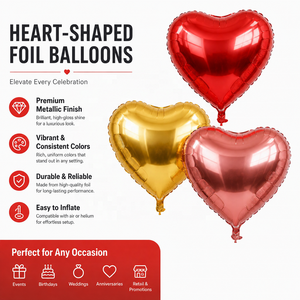 Globo de Mylar con Forma de Corazón Grande de 10 y 18 Pulgadas para Fiestas de San Valentín, Bodas y Cumpleaños - Product Image 6
