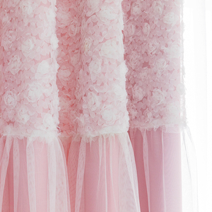 Tende Oscuranti + <span class=keywords><strong>Pizzo</strong></span> Innermor per Soggiorno, Doppio Strato Elegante Rosa con Piccole Margherite in <span class=keywords><strong>Pizzo</strong></span>, Tende per Camera da Letto Bambini e Donne - Product Image 3