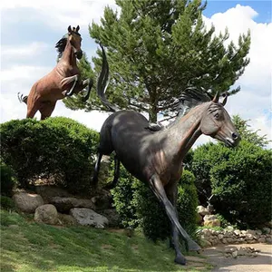 Patung kuda perunggu hewan dekorasi logam luar ruangan patung kuda perunggu desain Modern patung kuda lompat