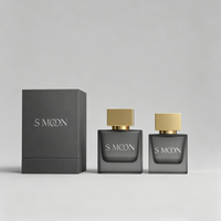 Flacon de parfum carré en verre vide de luxe 30ml 50ml 100ml avec pulvérisateur rose et noir, vente en gros avec boîte cadeau