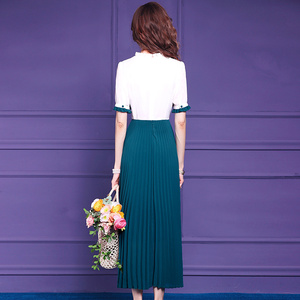 FMY58085 Vestido <span class=keywords><strong>de</strong></span> Verano para Mujer con Diseño <span class=keywords><strong>de</strong></span> Bordado a la Moda, <span class=keywords><strong>Falda</strong></span> Plisada en Línea A que Estiliza la Figura <span class=keywords><strong>y</strong></span> <span class=keywords><strong>Blusa</strong></span> en Contraste <span class=keywords><strong>de</strong></span> Color - Product Image 3