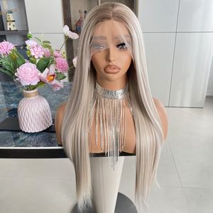 Cheap Long Straight <b>Synthetic</b> <b>Wigs</b> for Blonde 22inch 13x4 Transparent Front High Quality Heat Resistant Natural Hairline - Product Image 2