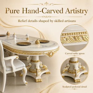 Set da Pranzo di Lusso in Stile Antico Europeo con <span class=keywords><strong>Tavolo</strong></span> Rettangolare in Legno da 8 Posti <span class=keywords><strong>e</strong></span> <span class=keywords><strong>Sedie</strong></span> - Product Image 5