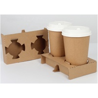 Bandeja de cartón corrugado Kraft para café, portavasos para llevar, soporte personalizado para 1-4 tazas con impresión para empaque de cafetería
