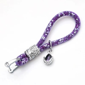 Crystal Bling Car Key Chains Women Glitter Rhinestone Keychain Ring Strap Wrist Lanyard Keychain Accessories Car Key Decorations
