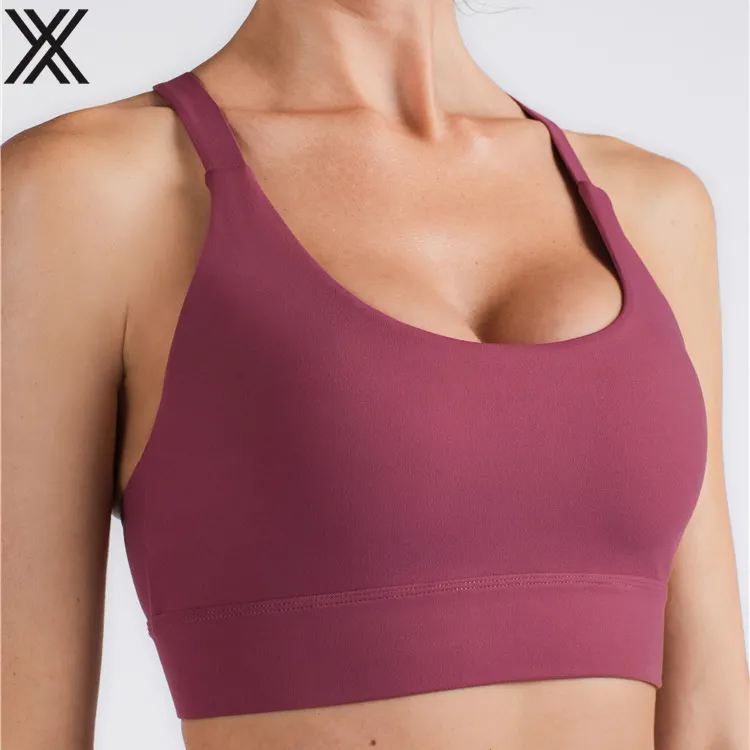 Kunden spezifisches Logo Muster Yoga Blumen BH verstellbarer Sport-BH Yoga Top Cross Back