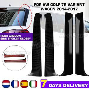 Paire d'extensions de pare-brise arrière (canards/spoilers) brillantes pour VW Golf 7 R Variant Wagen 2014-2017 Noir brillant/Aspect carbone - Product Image 1