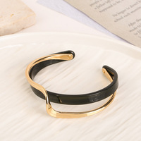 Brazalete Geométrico de Acrílico Chapado en Oro, Pulsera Abierta de Latón con Resina Acética Irregular para Mujer