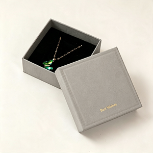 Caja de Regalo de Joyería de Cartón de Lujo de Alta Calidad con Logotipo Personalizado, para Anillos y Collares, con Textura Bronceada - Product Image 1