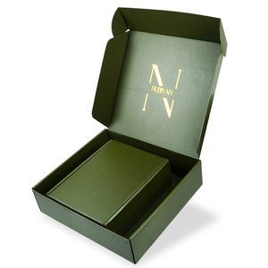 Boîte de papier cosmétique vert mat, boîte de papier avec Logo imprimé des deux côtés, feuille <span class=keywords><strong>d</strong></span>'<span class=keywords><strong>or</strong></span> - Product Image 5