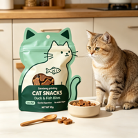 Sacs en aluminium imprimés en gravure personnalisés professionnels pour aliments pour animaux de compagnie, pochette de forme spéciale avec fermeture éclair pour friandises et collations pour chiens et chats