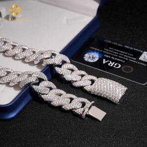 Luxury Jewelry 20mm Iced Out Cuban Link Moissanite Hiphop <b>Men</b> Iced Out 925 <b>Silver</b> Cuban Link <b>Chain</b> Moissanite <b>Necklace</b> <b>Chain</b> - Product Image 3
