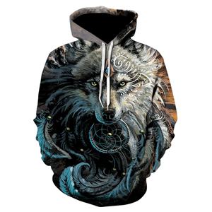 <span class=keywords><strong>Felpe</strong></span> da uomo di marca lupo moda popolare <span class=keywords><strong>felpe</strong></span> con stampa 3D divertente Hip HOP Streetwear per novità autunnale con cappuccio - Product Image 2