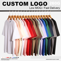 Camisetas Básicas de Manga Corta, Cuello Redondo, Hombros Caídos, Unisex, de Algodón Puro de 260 g, Corte Holgado
