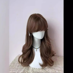 Perruque, <span class=keywords><strong>cheveux</strong></span> longs, thé au miel, couleur lin, juste et élégant, bouclés, simulé, ensemble de tête complète - Product Image 3