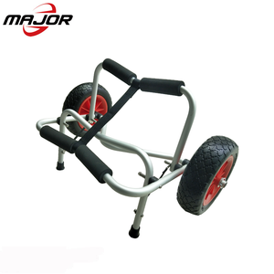 Vente d'usine Remorque pliante pour bateau en argent Chariot de plage en aluminium Chariot à main pour canoë kayak avec roue à ballon - Product Image 3