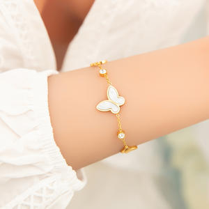 Butterfly Charm <b>Bracelet</b> Gold Plated Zinc Alloy With <b>Red</b> Enamel And Crystal For Women Gift Jewelry - Product Image 4