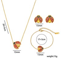 Ensemble de bracelets coquillage, coccinelle et fleur en acier inoxydable plaqué or 18 carats, accessoires de bijoux d'été pour femmes et filles, coffret cadeau