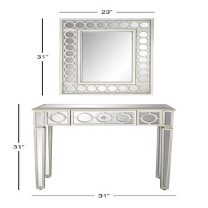 Meubles de maison en verre Table <span class=keywords><strong>console</strong></span> <span class=keywords><strong>moderne</strong></span> à miroir gris avec tiroir simple - Product Image 3