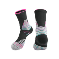 Chaussettes de course à compression pour basketball Pro Design personnalisé pour hommes Motif coussiné en tricot Coton Polyester en vrac Logo Cuff Bottom