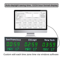 Reloj de Pared Programable con Zonas Horarias Mundiales, Reloj Digital con Nombre de Ciudad Personalizado para Oficinas de Logística Global