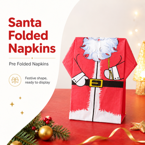Serviettes en papier imprimées Père Noël <span class=keywords><strong>pré</strong></span>-pliées, jetables en pâte de bois colorées pour cocktails et fêtes de fin d'année - Product Image 1