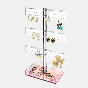 3层丁字钢亚克力珠宝展示架，用于耳环和项链系列 - Product Image 1