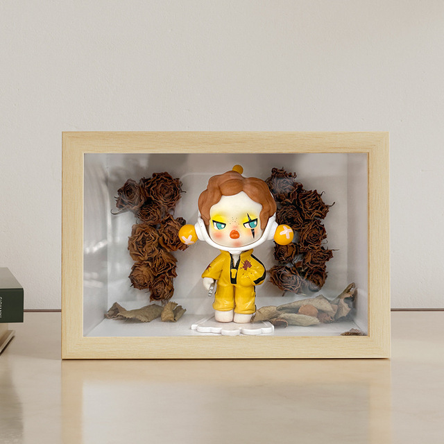 Blind Box Figurine Storage Hollow Rectangular 3D Photo Frame with LED Light Picture Frame (Frame Only, Figurines Not Included)
