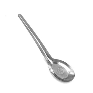 Stainless Steel Long Handle Spoon Solid Color Flat Bottom For Soup And Serving - Product Image 5