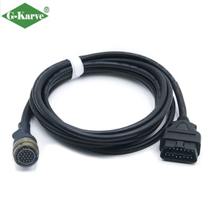 Câble adaptateur OBD 12V robuste à prix d'usine, connecteur mâle 16 broches et connecteur Amphenol 19 broches pour signal de diagnostic de véhicules utilitaires - Product Image 1